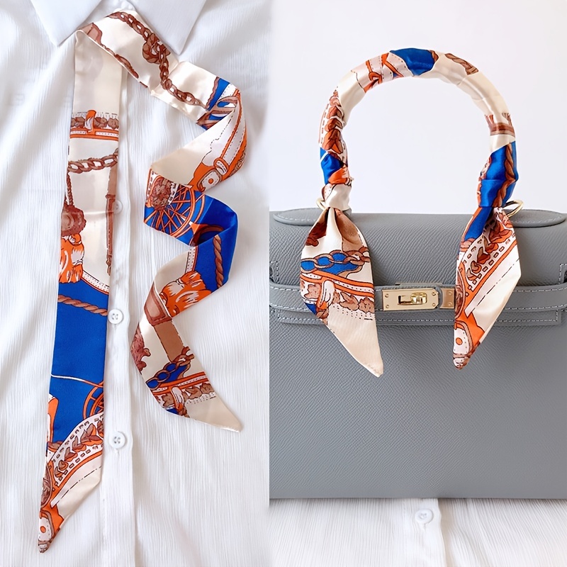 Women Silk Scarf Handbag Handle Scarves Wrap Purse Hair Bow Mini Long Ribbon