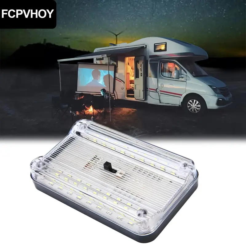 FCPVHOY Loisirs LED RV LED Plafonnier avec interrupteur marche/arrêt  Éclairage intérieur Convient pour voiture/RV/remorque/camping-car/bateau DC  12 V
