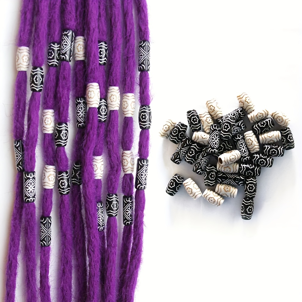 1bag 4 Styles Wooden Braid Beads Acrylic Dreadlock Hair - Temu