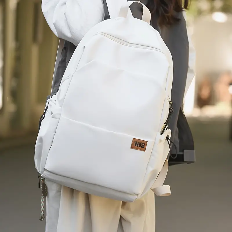 Fashion Versatile Backpack Minimalist Solid Color Large - Temu
