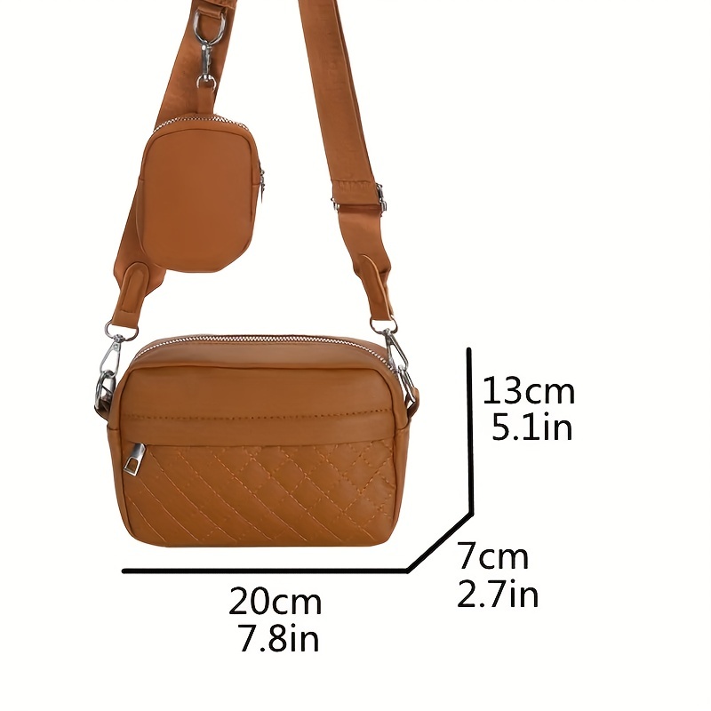 Argyle Quilted Crossbody Bag Set, Fashion Shoulder Bag With Coin