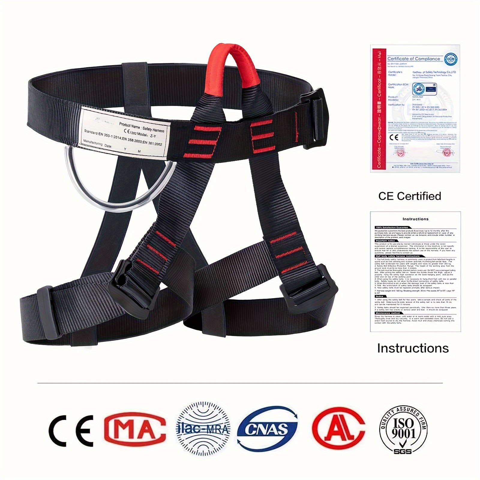  Ttechouter Adjustable Thickness Climbing Harness Half Body  Harnesses for Fire Rescuing Caving Rock Climbing Rappelling Tree Protect  Waist Safety Belts : Sports & Outdoors