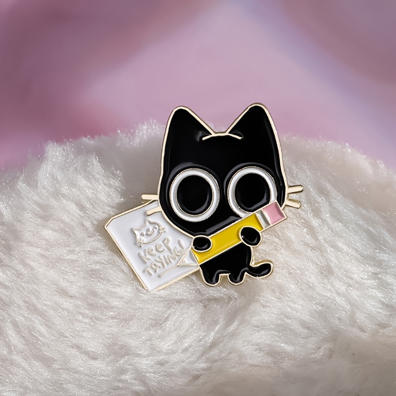 Cartoon Cute Cat Brooch Enamel Pins Lapel Fashion Jewelry Badge My Black  Kitten