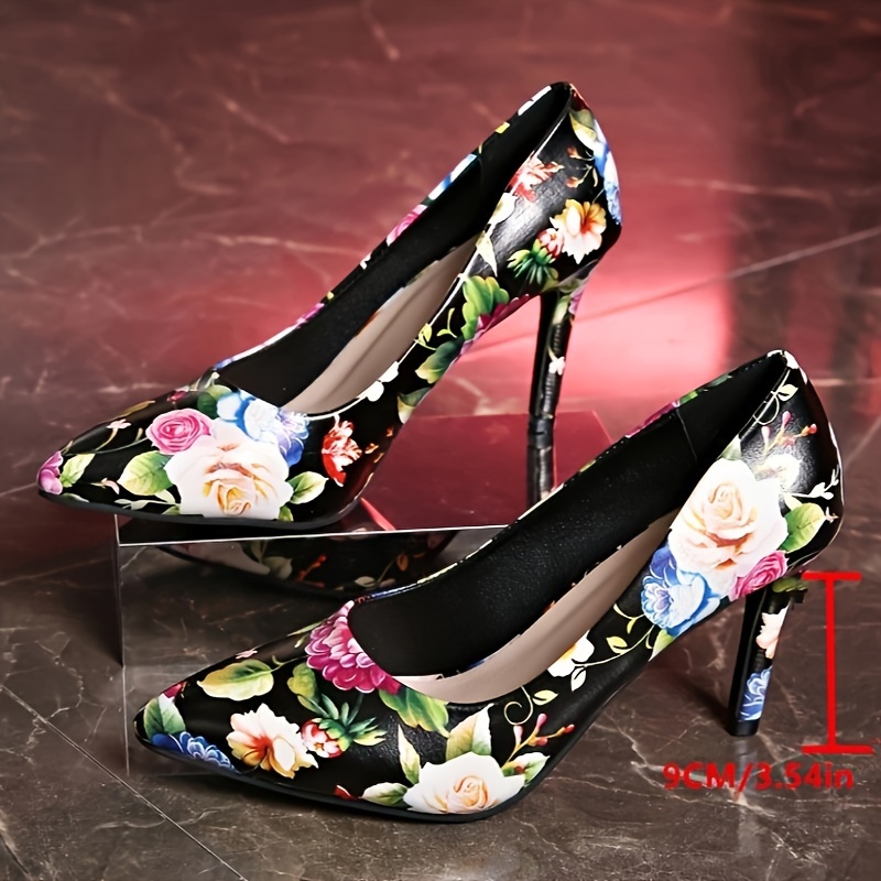 Shoes with flower outlet heel