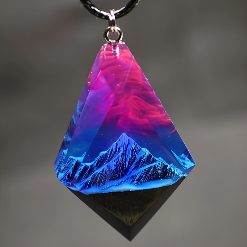 

1pc Resin Landscape Jewelry, Mountain Range Pendant