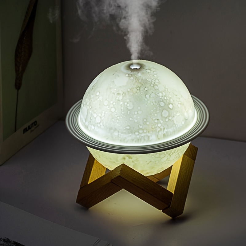 Portable Round Cute Night Light, Mini Planet, Moon, Essential Oil Diffuser,  Air Humidifier, Stress Relief and Relaxation for Home, Baby, Office