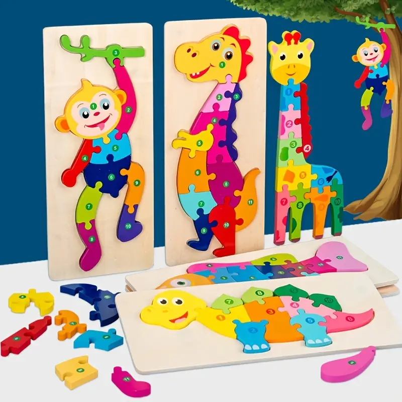 Puzzle rectangulaire pour tout-petits, puzzle en bois pour enfants