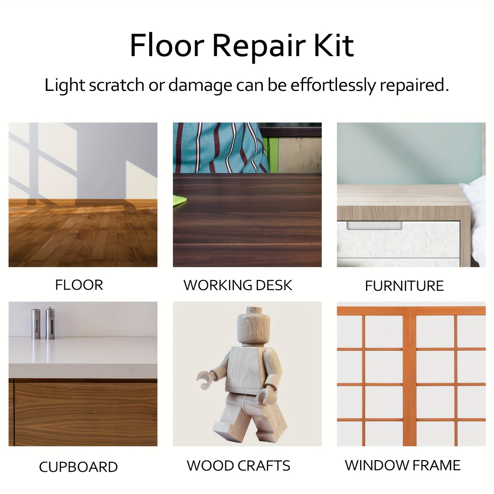 Miracle Hardwood and Laminate Floor Repair Furniture Wood Surfaces's  Scratches Holes Pressure Points Repair Kit