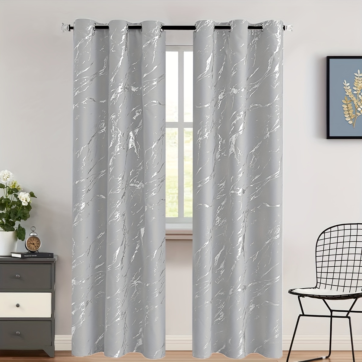 1pc grey golden silvery marble pattern curtain   european curtain bedroom office   room study home decoration details 4