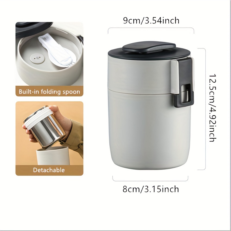 Food Flasks Stainless Steel Lunch Flask With Foldable Spoon - Temu