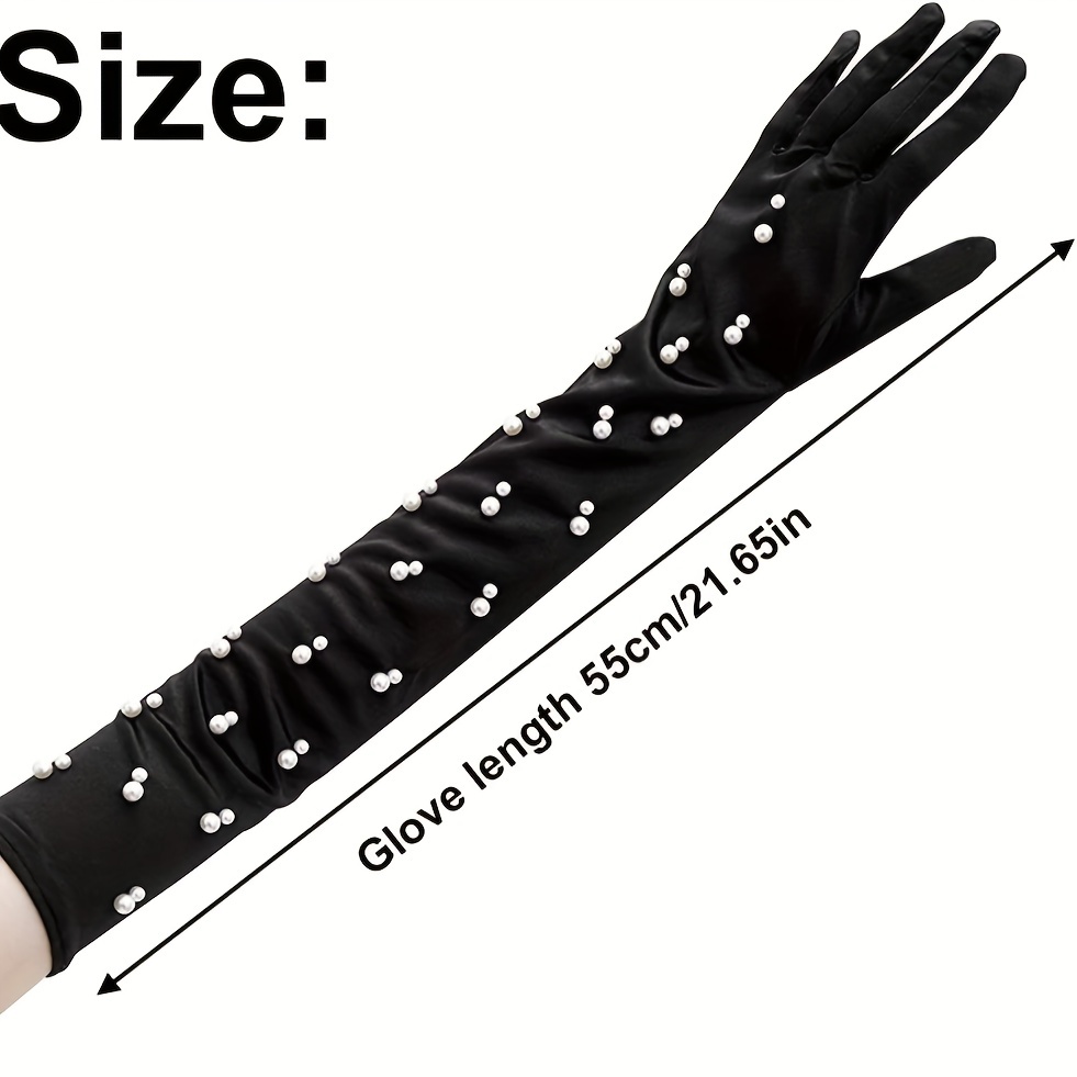 Guantes Largos De Dama 55cm Negro Blanco Disfraz Halloween