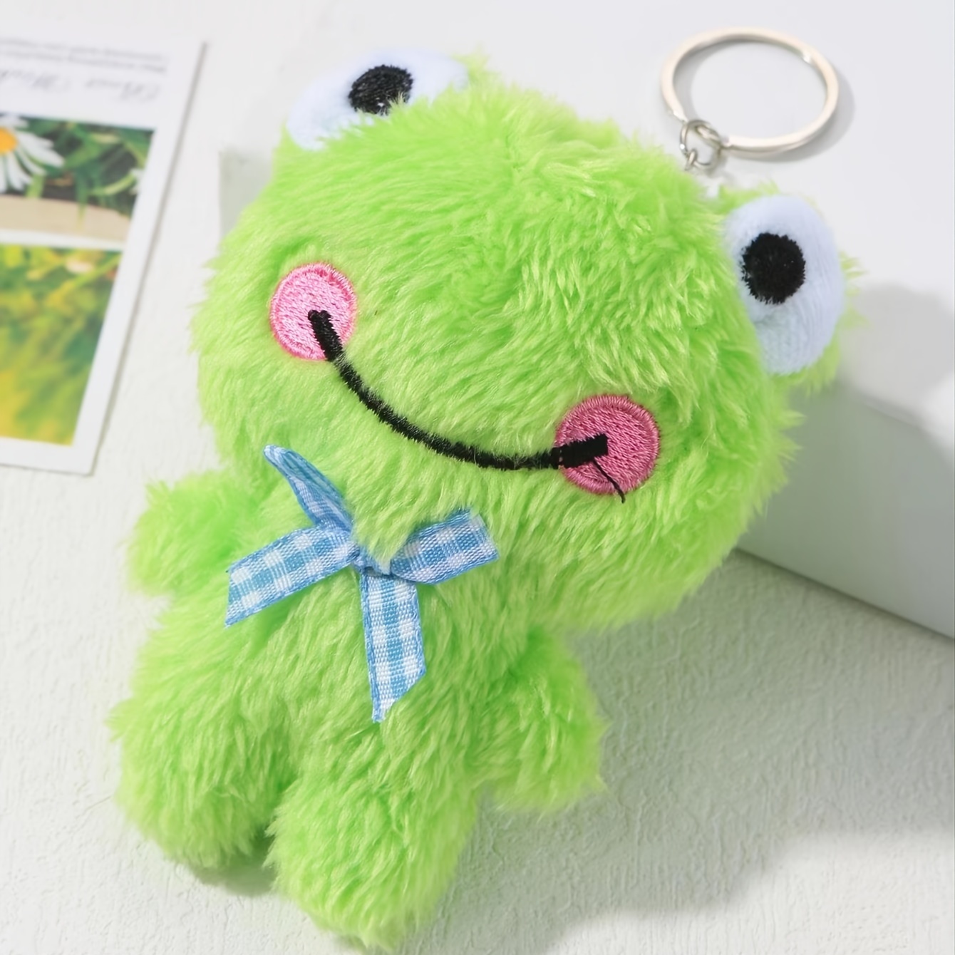 Temu 1pc Ugly Cute Frog Plush Toy Doll School Bag Pendant Keychain Cartoon Mini Doll, Miniature Doll, Small Doll Key Chain Ornament,Accessories