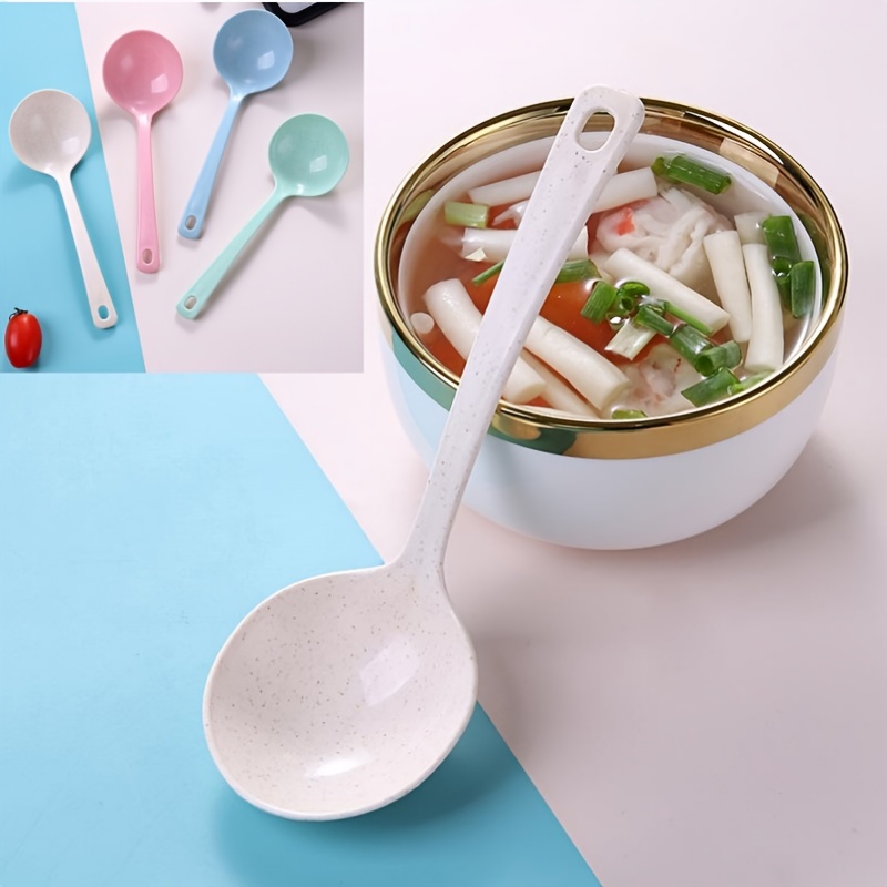 

4pcs 17.5cm Thick Plastic Spoon Restaurant Noodles Spicy Hot Pot Long Handle Spoon Sugar Water Spoon Large Size Serving Congee Eating Spoon Food Hot Pot Public Spoon Rice Spoon Stirring Spoon
