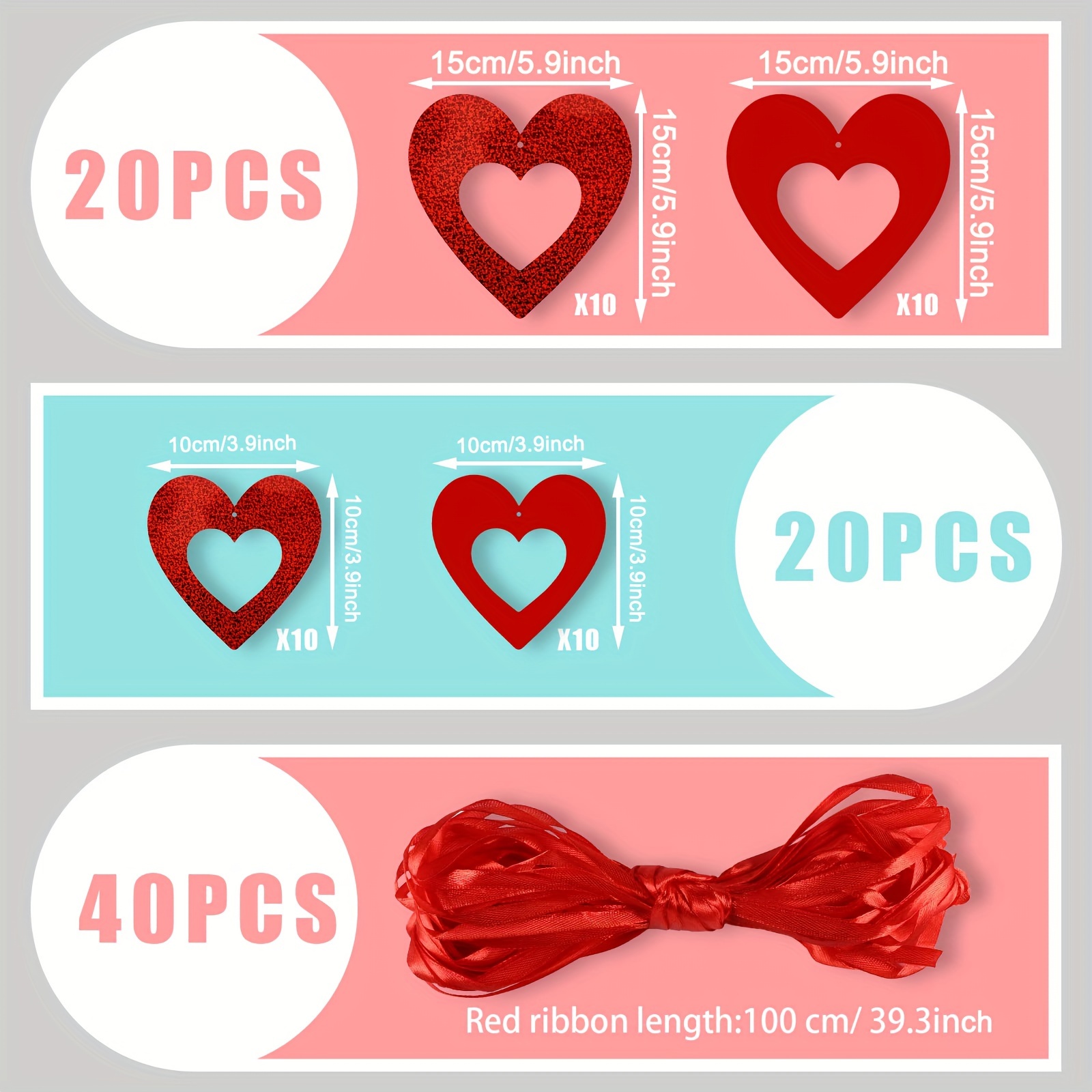  Valentine's Day Heart Hanging Decorations, Red and Pink Heart  Fabric Soft Hanging Ornaments for Indoor Outdoor Wedding Party Supplies  (20) : Home & Kitchen