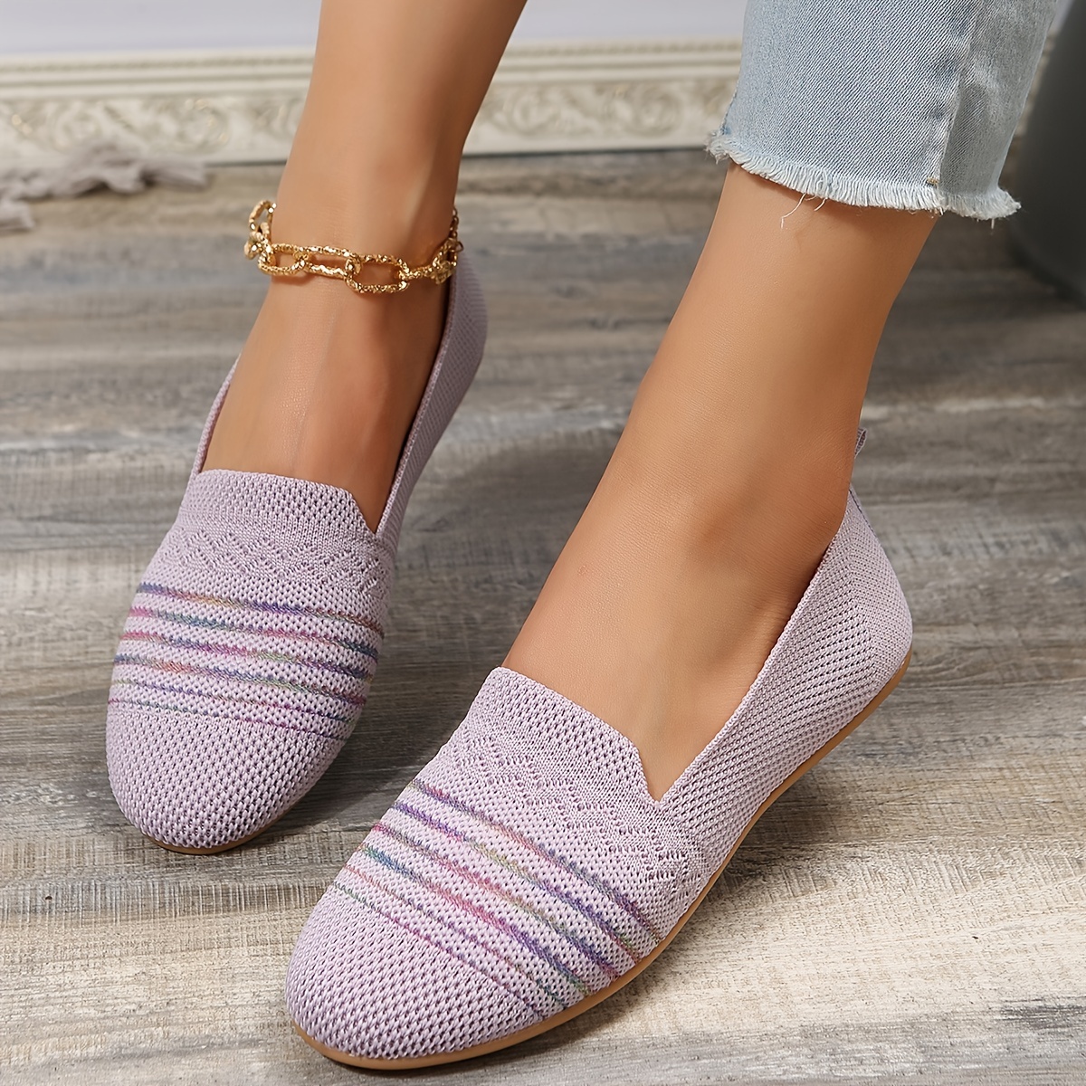 Women s Breathable Knit Flat Shoes Lightweight Closed Toe Temu