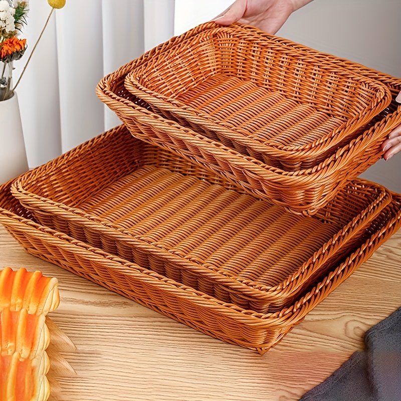 Rattan Rectangular Storage Basket for Fruit and Vegetables