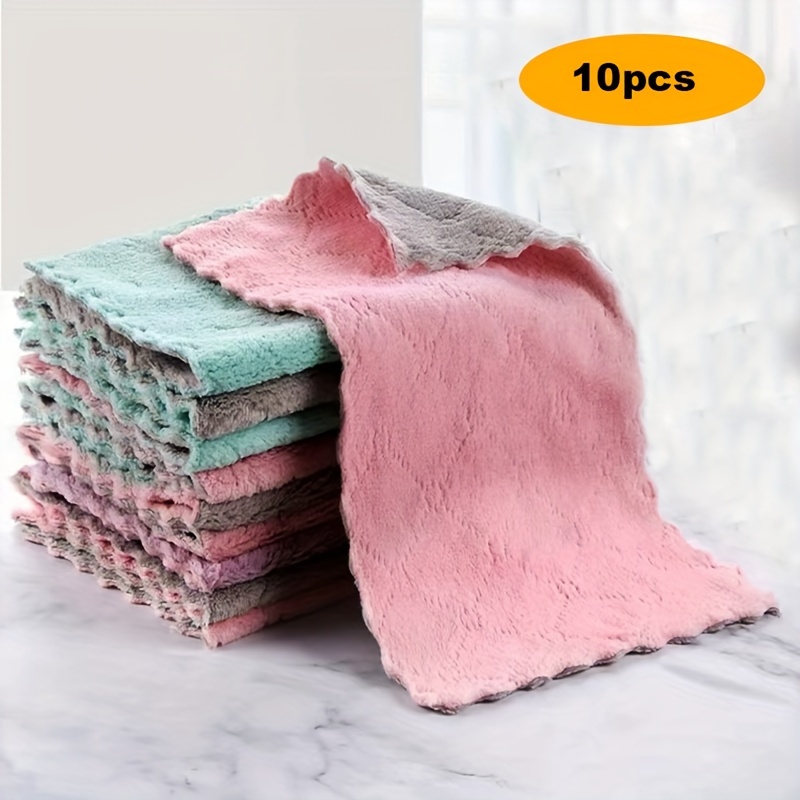 Absorbent Coral Fleece Kitchen Towels Set For Daily Cooking - Temu