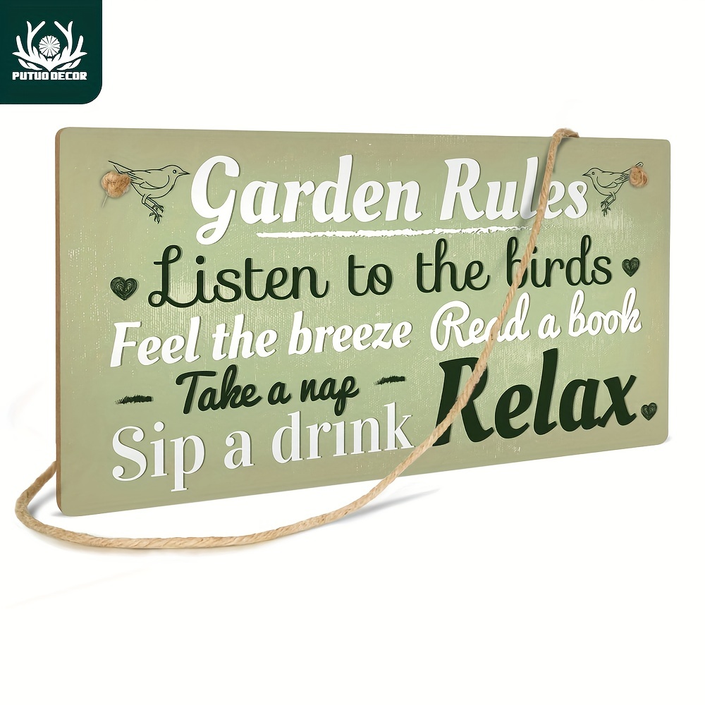 

1pc, Garden Rules Wooden Sign (4''x 8''/ 10cm*20cm), Plaque Decor Wall Art, Wall Decor, Room Decor, Home Decor, Restaurant Decor, Bar Decor, Cafe Decor, Garage Decor