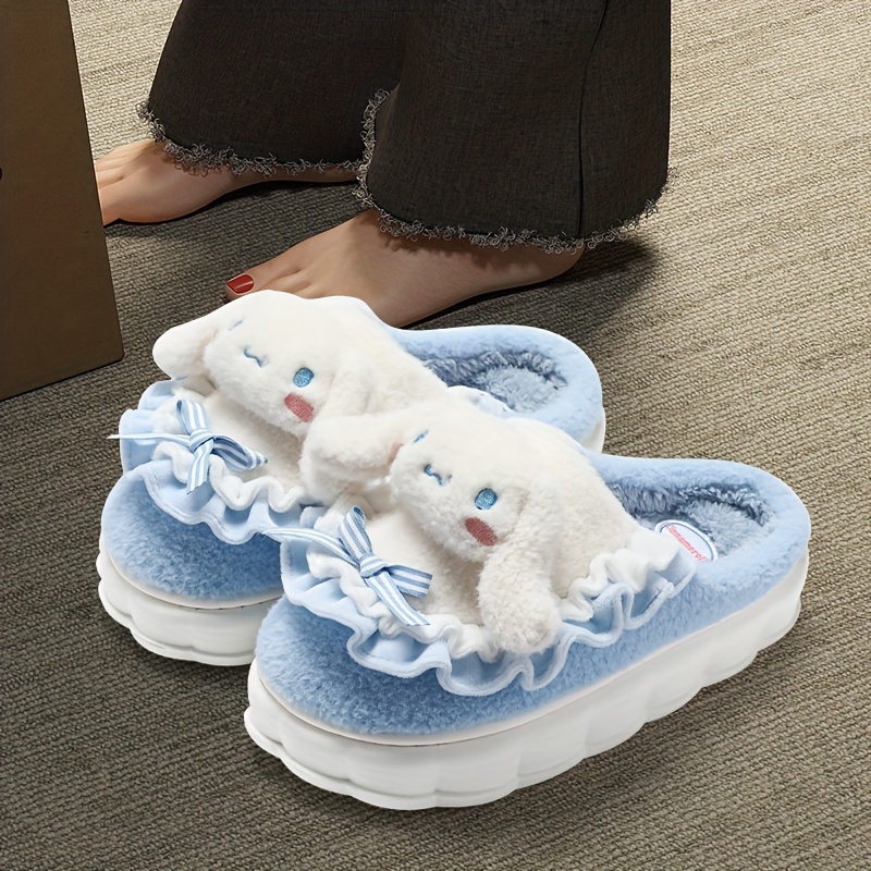 Hello Kitty Slippers Home Fuzzy Kawaii Sanrio Plushie Winter Plush Non Slip  Slipper for Women Bedroom Shoes Christmas Gifts Toy 