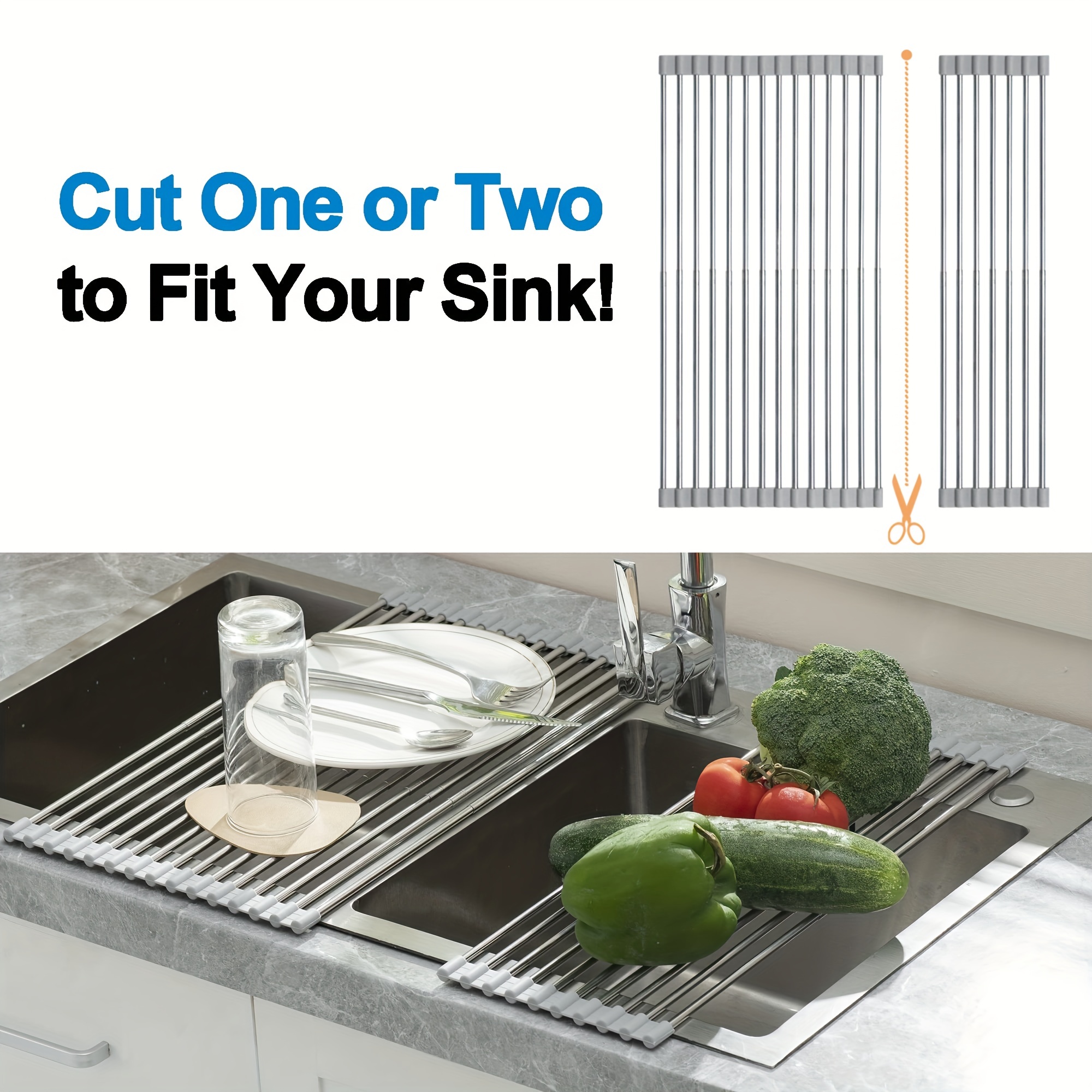 Stainless Steel Roll Up Dish Drying Rack - Over The Sink Kitchen Drainer -  Foldable Mat For Easy Storage - Temu United Arab Emirates
