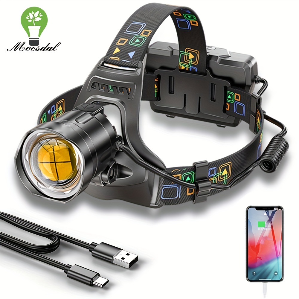 

Powerful Xhp90 Led Headlamp, 3 Modes Waterproof Zoom Headlight, Usb Rechargeable 18650 Lantern, Support Usb Output, Suitable For Hunting, Fishing.etc