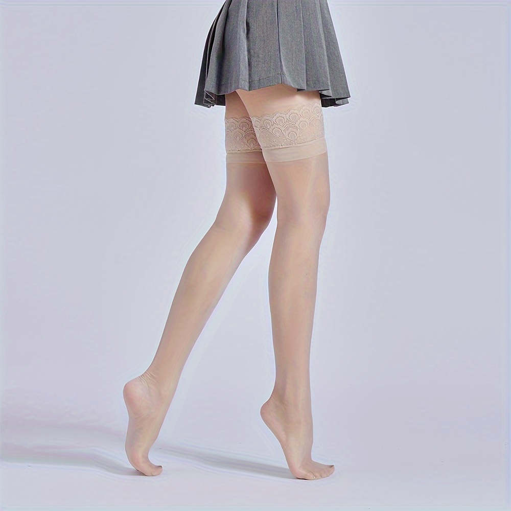 Women's Thigh High Stockings Anti skid Silicone Lace - Temu