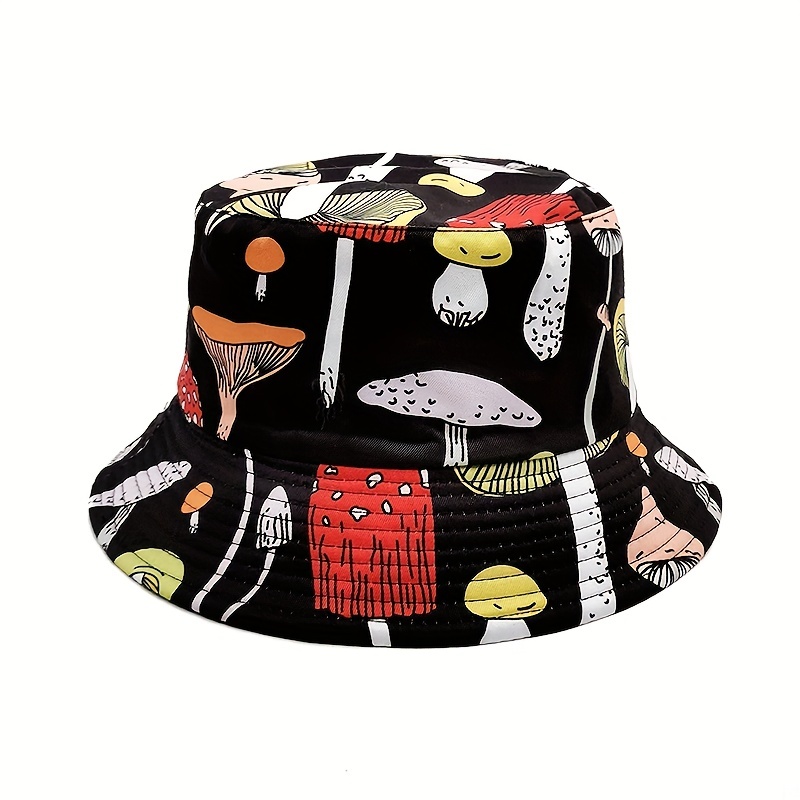 Cappello Da Pescatore Reversibile Con Stampa A Fungo Cappello Da Bacino  Hip-hop Casual Nero Cappello Da Pescatore Casual Y2K - Temu Italy