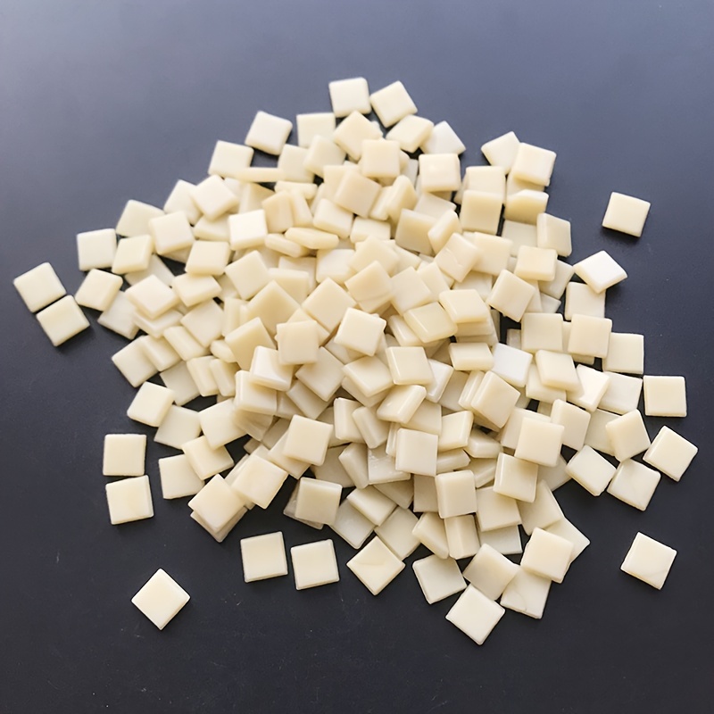 Image of 106pcs Of 0.393 X 0.393 Inch Beige Mosaic Hot Melt Ice Jade Mosaic Tiles For Creative Project Materials Used In Making Decorations, Accent Walls, Coasters, Jewelry Boxes, And Crafts