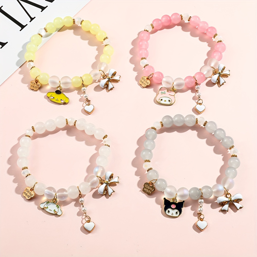 Kawaii Hello Kitty Bracelet Small Fresh Crystal Student Girlfriend Bracelet Couple Birthday Gift Christmas Accessories,Temu