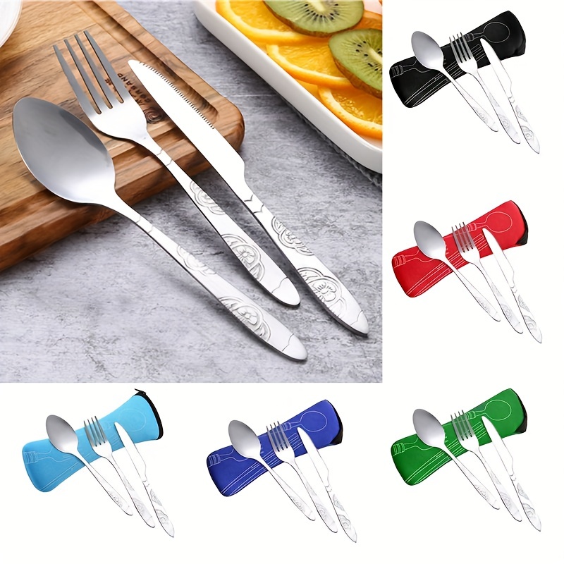 1 Set Outdoor Travel Dinnerware Set Portable Tableware Knife Fork