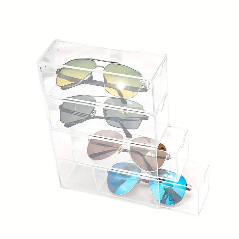 Caja de almacenamiento de gafas de sol con 4 cajones divididos
