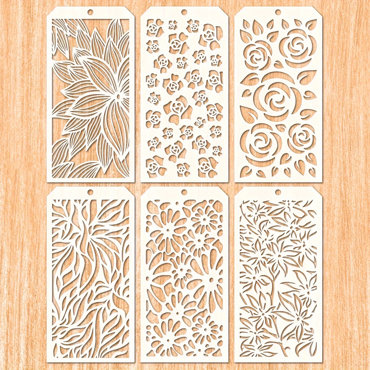 

6pcs Diy Flower Decorative Stencil Template For Scrapbooking Painting On Wall Furniture Crafts Suitable Fo Scrapbooking Cake Cookie Tile Furniture Wall Floor Decor Drawing Tracing Diy Art