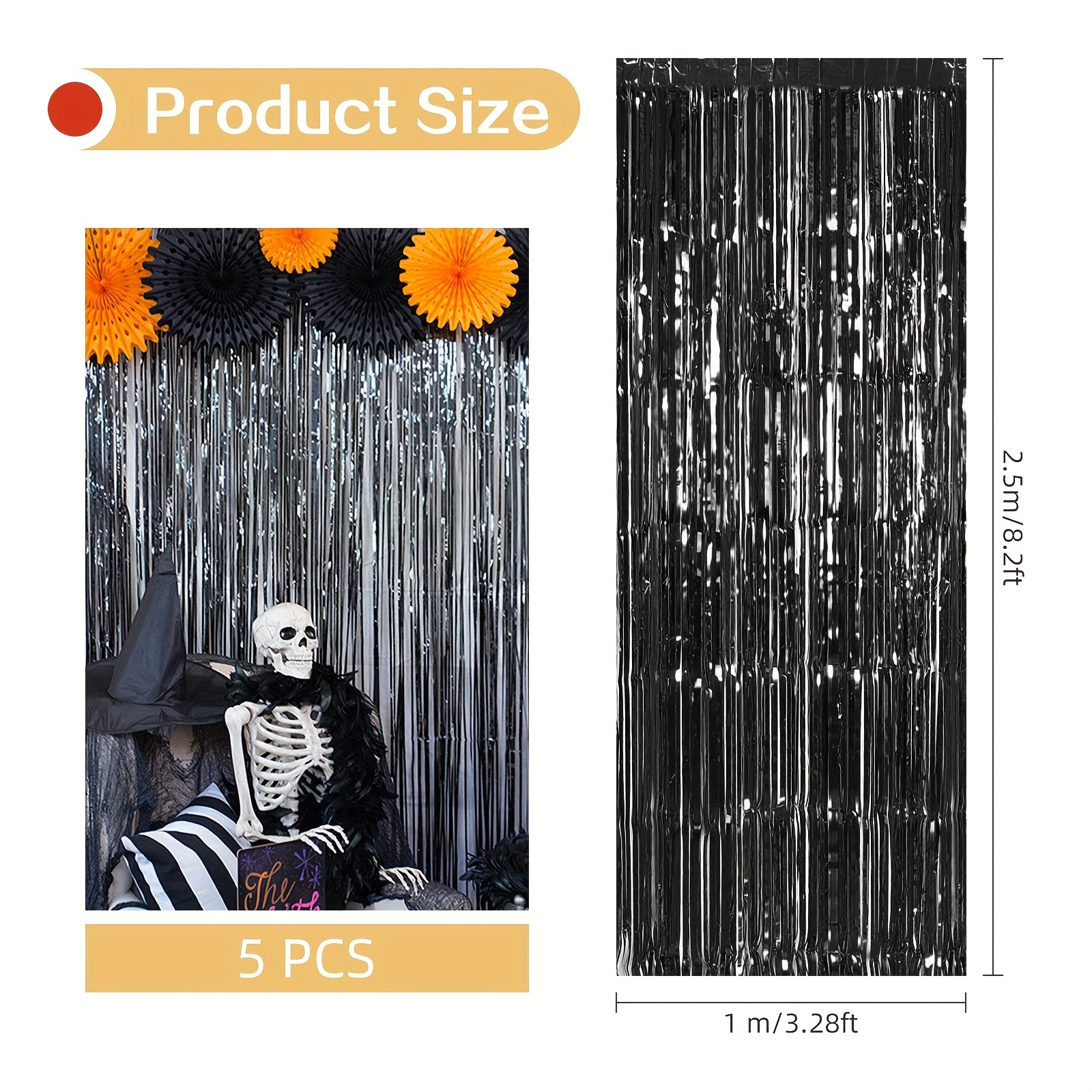 Black Foil Fringe Curtains party Streamers door Streamer - Temu