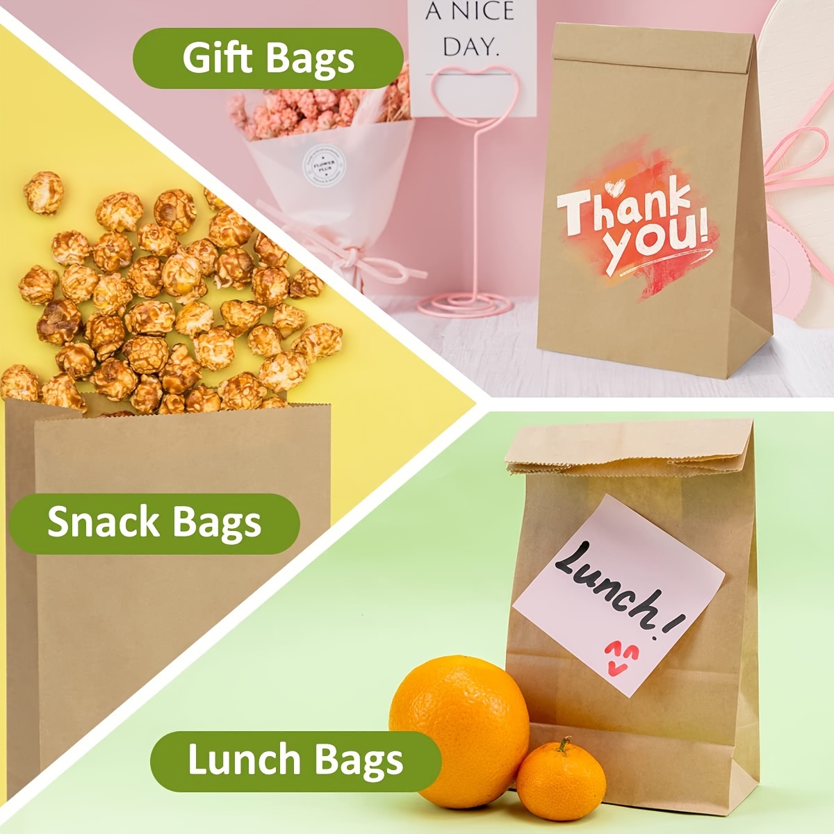 Paper Lunch Bags 50 Count Large White Lunch Bags Kraft White Paper