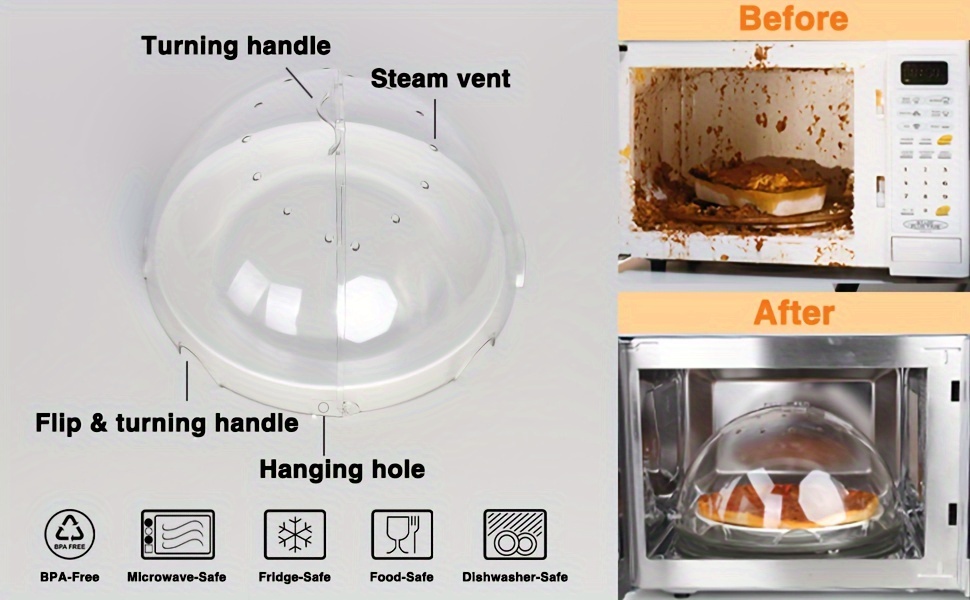 1pc microwave plate cover transparent microwave   cover stay inside splatter guard cover reusable airtight food cover kitchen heat resistant lid kitchen supplies details 1