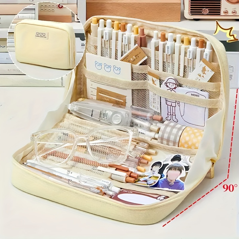 1pc Large Capacity Multilayer Pencil Case, Simple And Versatile Student Pencil  Holder Stationery Storage Bag