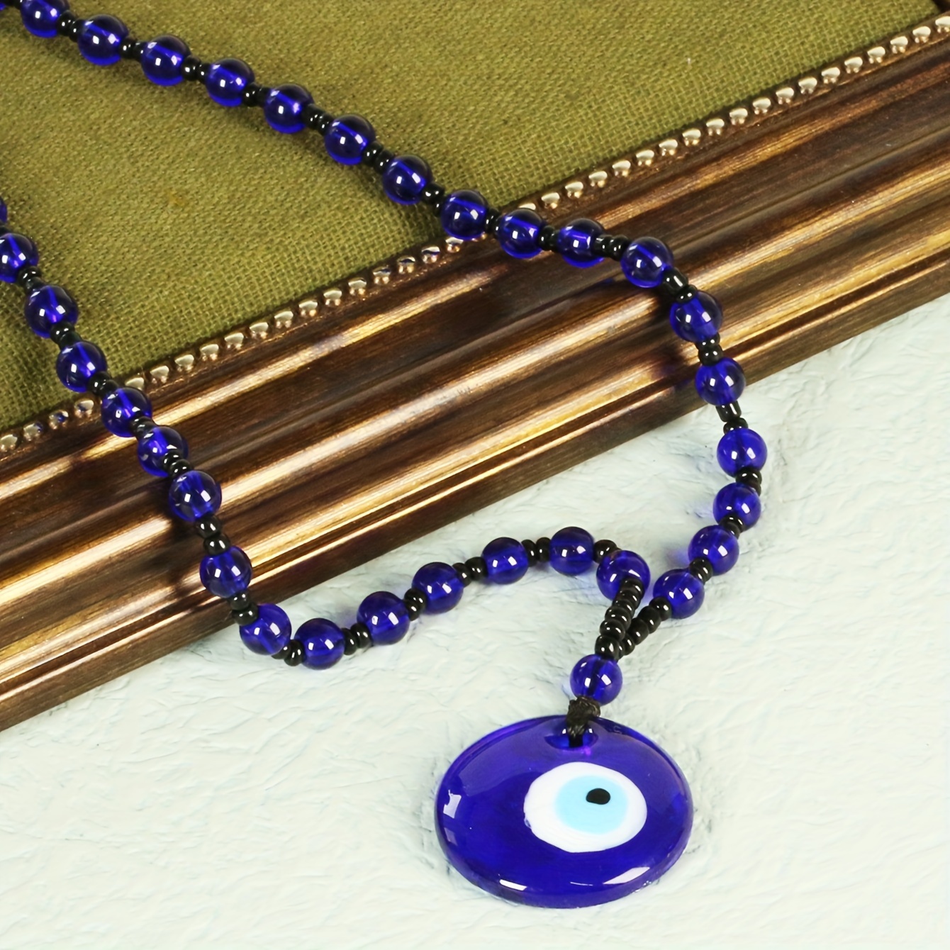 

1pc Vintage-inspired Blue Eye Pendant Necklace - Trendy & Creative, Plastic With Accents, Or Gifting, Accessory, Gift Jewelry|vintageinspired Design|plastic Bead Necklace