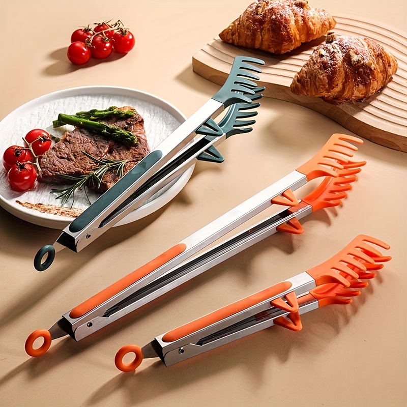 Food Tongs, Kitchen Tongs, Stainless Steel Serving Tongs With Silicone Tips,  Clip Tongs For Cooking - Temu