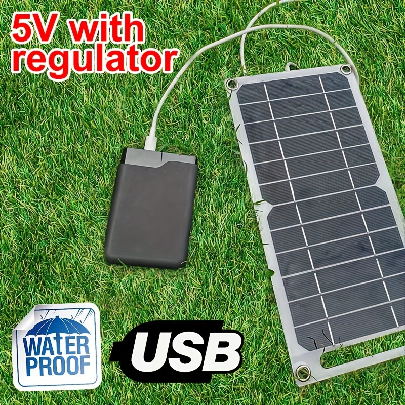 CCLAMP-kit de mini paneles solares portátiles, con cables de panel solar,  salida de CC y cargador solar USB 5 en 1