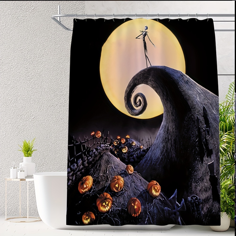 Halloween Pumpkin Bathroom Shower Curtain Waterproof Hand Washable