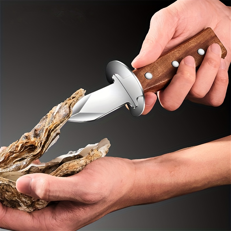 Couteau à huîtres Avec support en bois Bois avec acier inoxydable