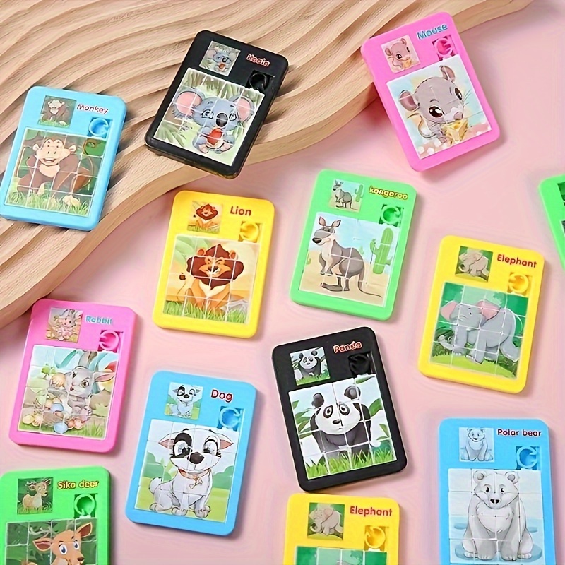 5pcs Cartoon Animal Sliding Puzzle Educational Toy for Kids Gift