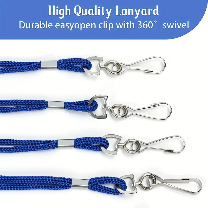 5/10/20pcs Blue Metal Office Buckle Lanyard, Durable Neck Lanyard with ID Badge, Clip, and Swivel Hook for Teachers, Men, Women, Badge Holder for