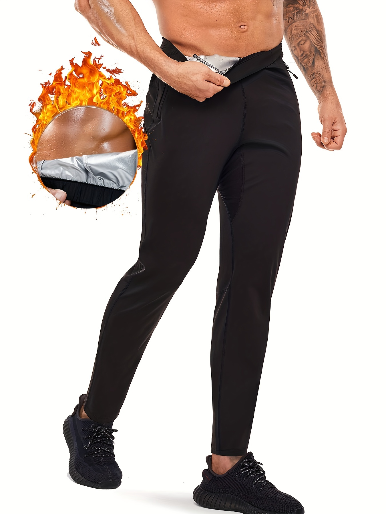 Men's Sauna Sweatpants Weight Loss Sweatpants High Waist Workout Pants Long Sweat  Pants for Slimming Belly Shape Body Sculpting Panta Sauna Suit (Color :  Silver, Size : Large) : : Sports & Outdoors