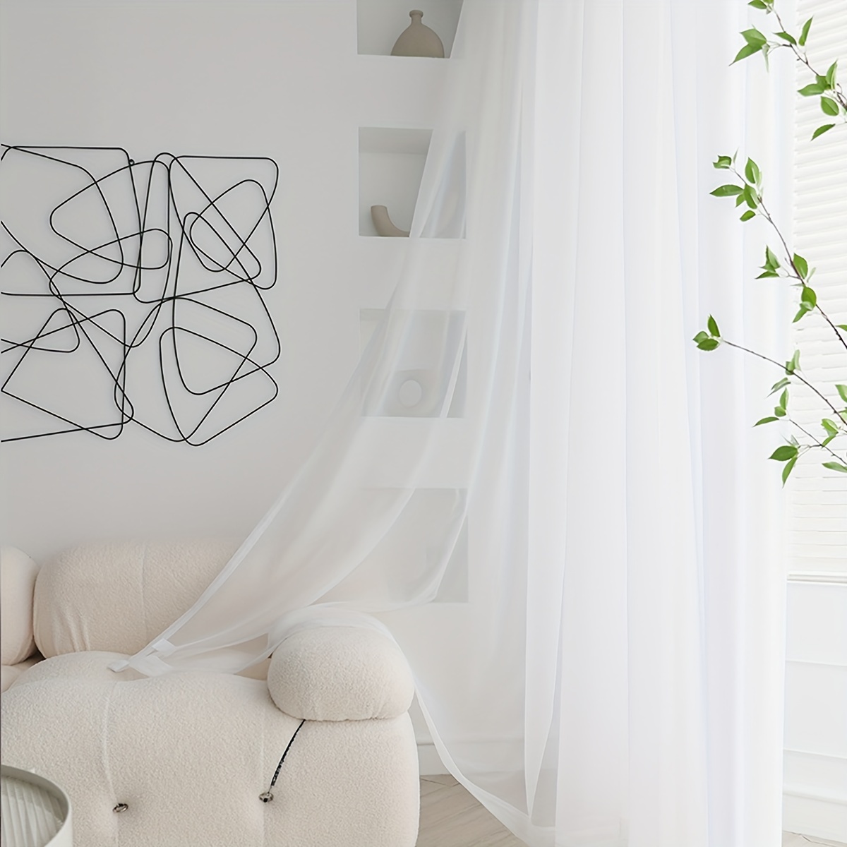 Translucent Sheer Curtain with Rod Pocket for Home Decor