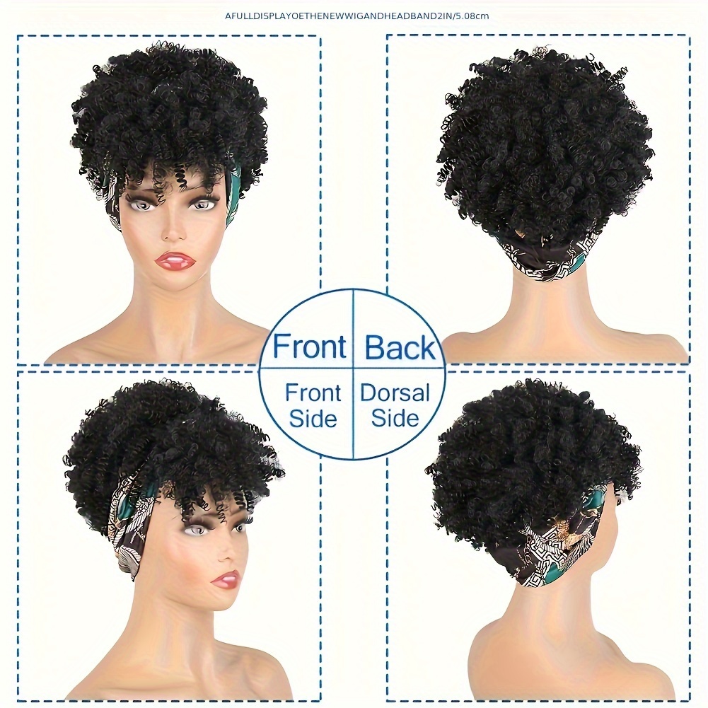 brown   hair topper headband hair extensions with bangs for women synthetic short afro   headband hair topper brown hair extensions with headband music festival details 6