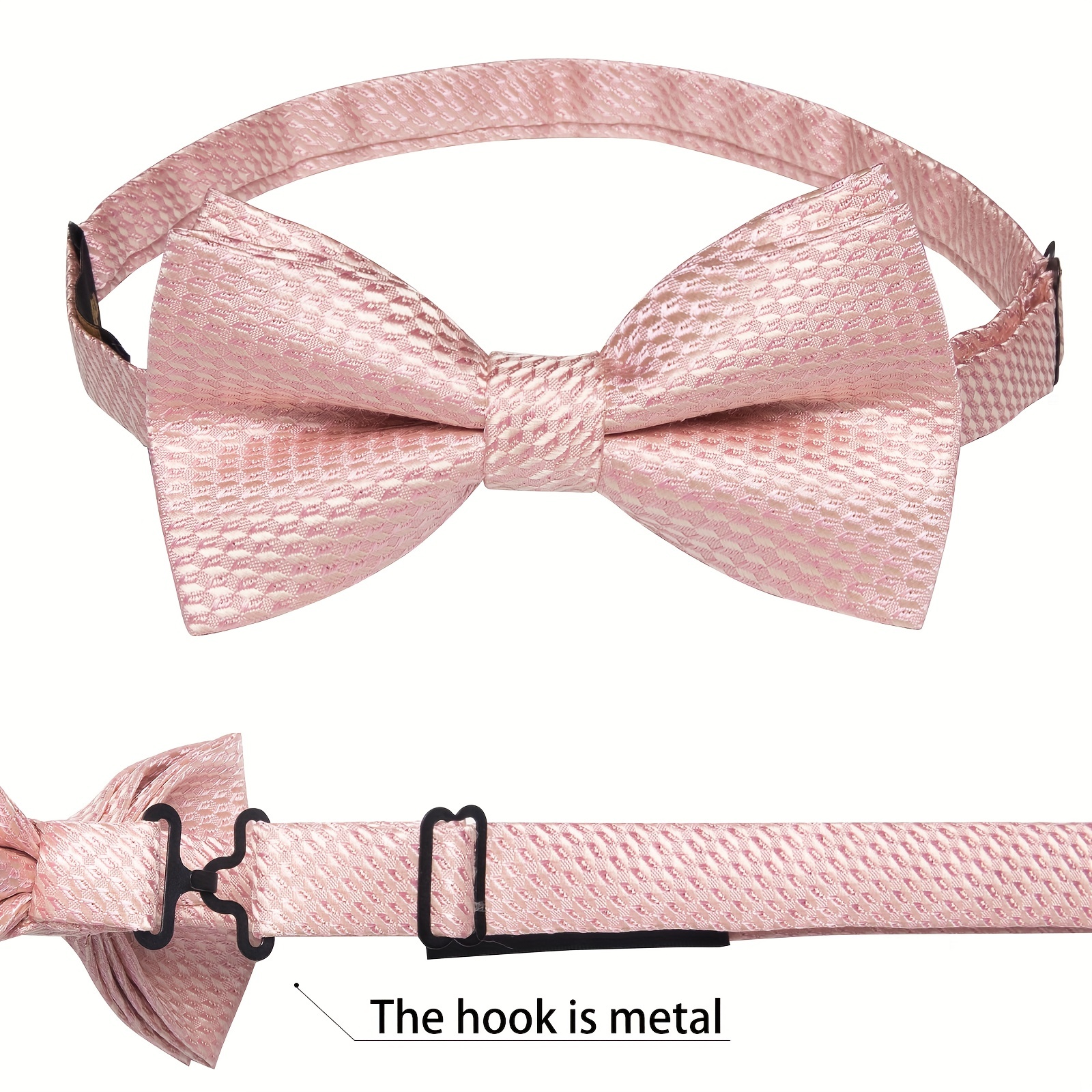 DiBanGu Silk Bow Tie Set with Pocket Square, Lapel Pin & Cufflinks