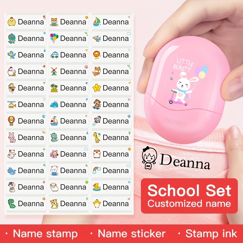 School Set( Rabbit Stamp And Stickers)custom Name Seals - Temu