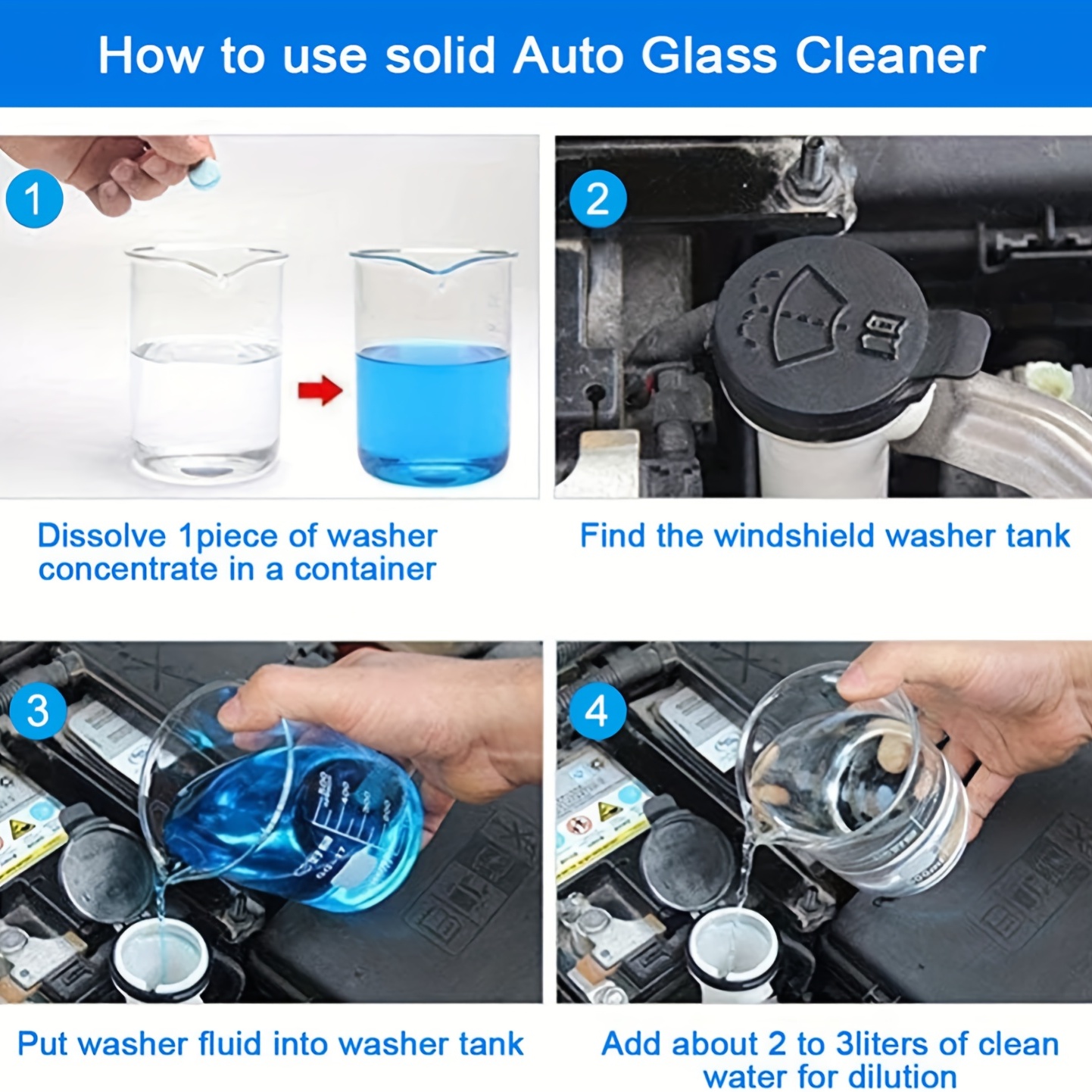 Car Wash Product - 5 gram windshield washer tablets, more concentrated,  perfect for 4 liter wiper fluid!