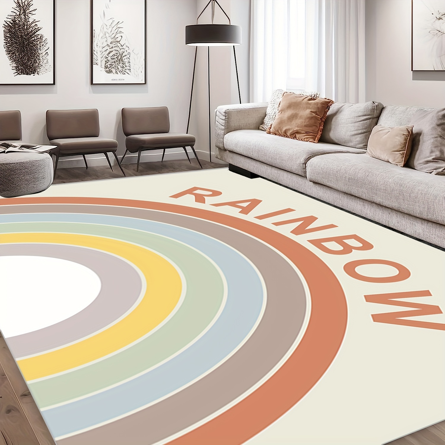 Rainbow Carpet Bedroom Office Rug Non Slip Easy to Clean Carpet Mat
